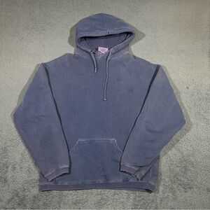 Vintage 90s Authentic Pigment Hoodie Men’s Medium Blue Dye Washed Blank #1659